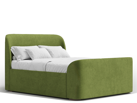  现代简约双人床 双人床 简约床 卧室床 抱枕 绿色床3d模型 