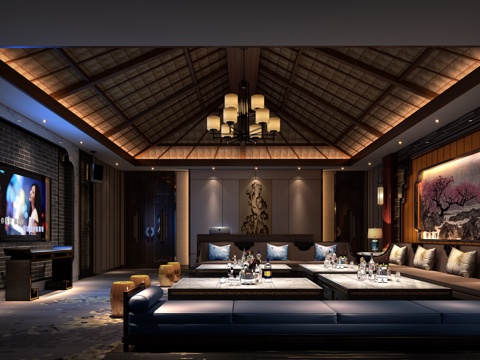  新中式KTV娱乐会所3d模型 