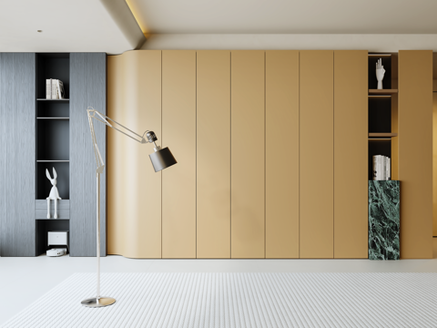 意式原木沙发背景墙 木饰面背景墙su模型