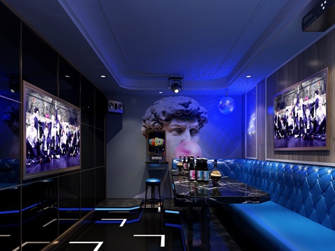  现代网红KTV包房3d模型 