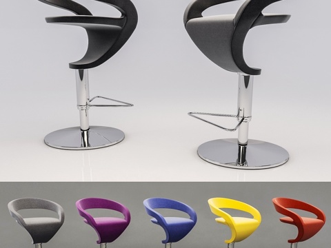 现代理发椅  吧台椅 旋转椅su模型