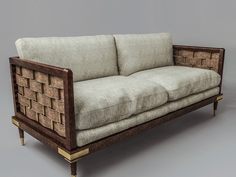 中古风双人沙发  休闲沙发 户外沙发su模型