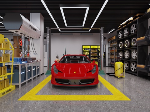  现代汽车维修保养店3d模型 