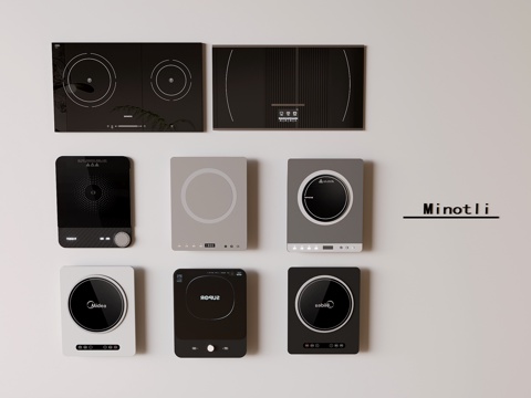 电磁炉厨房电器 双灶头电磁炉su模型