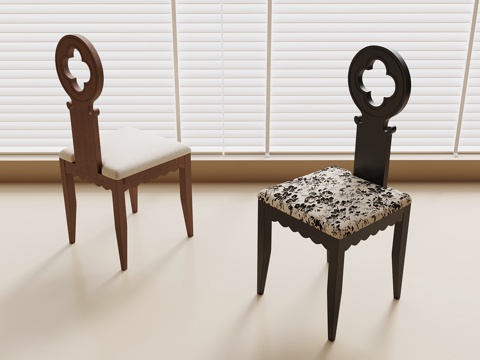 法式中古餐椅 休闲椅 椅子su模型