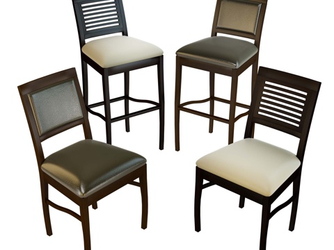 北欧休闲椅 吧台椅 餐厅吧椅 餐椅单椅su模型