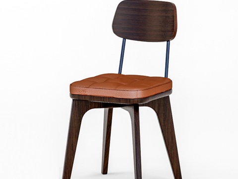 北欧休闲椅 餐椅单椅 书椅木椅su模型