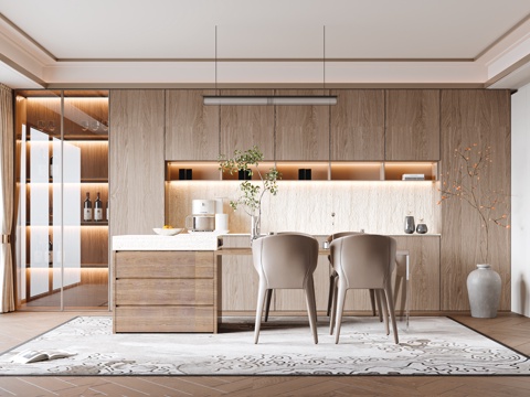  新中式家居餐厅3d模型 