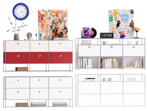 现代中古风储物柜 包豪斯储物柜su模型