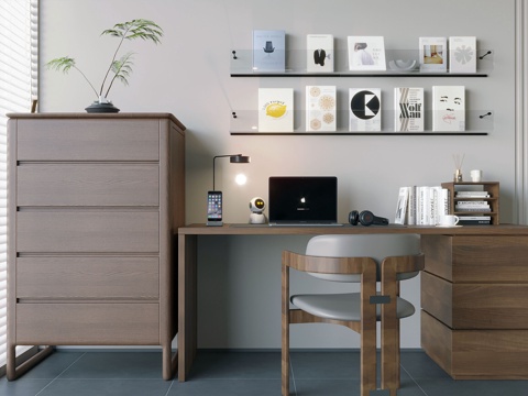 书桌 储物柜su模型