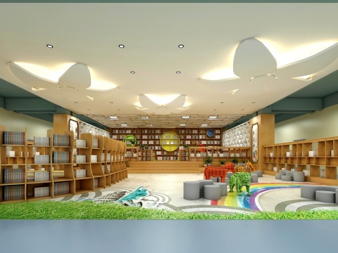  北欧图书馆3d模型 
