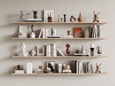 现代简约饰品摆件 书籍 工艺品 雕塑 绿植su模型