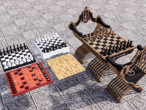 下棋桌 国际象棋su模型