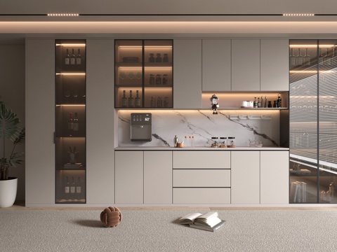 现代轻奢酒柜su模型