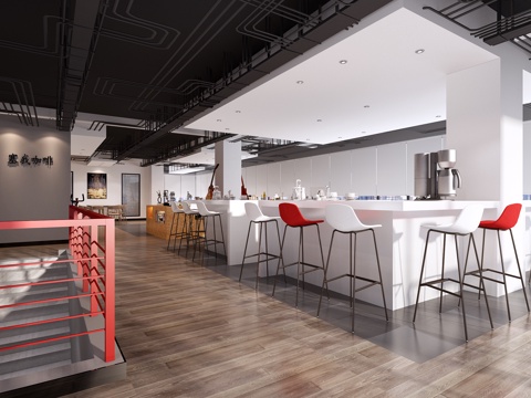  工业风咖啡店3d模型 