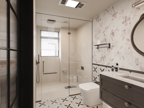  法式复古卫生间3d模型 