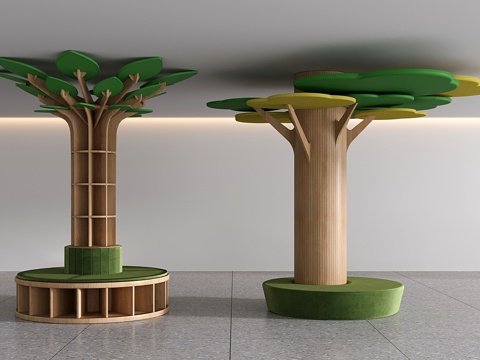 现代柱子 异形柱子 阅览室柱子 树形柱子su模型