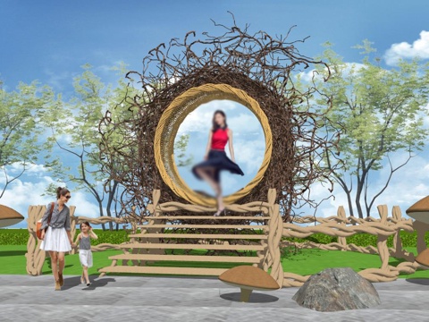 现代艺术装置 景观台 景观小品su模型