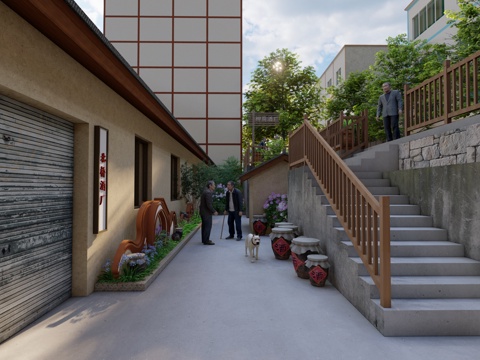 乡镇街区酒厂su模型