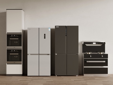 现代家用电器 厨房电器 冰箱 蒸烤箱 集成灶su模型