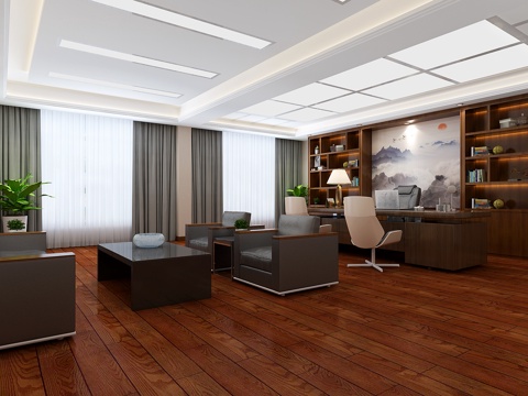  现代办公室3d模型 