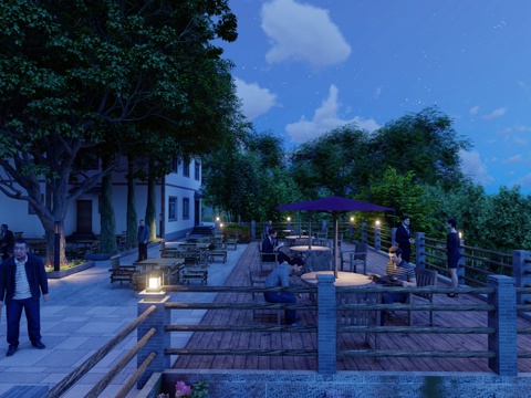 乡村振兴-农家乐-休闲茶吧su模型