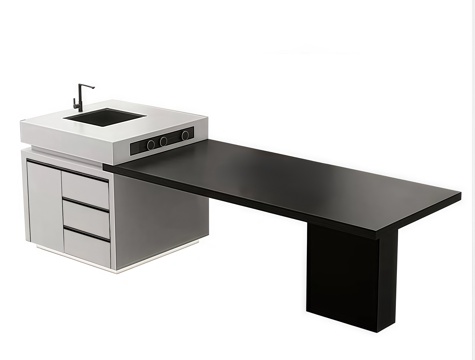 现代岛台餐桌su模型