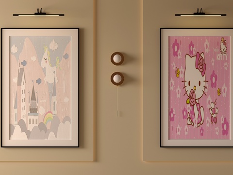 卡通挂画 儿童挂画su模型