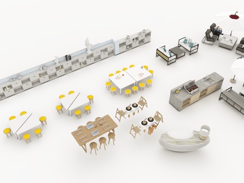 室内桌椅 儿童桌椅 儿童储物柜 陶艺桌椅su模型