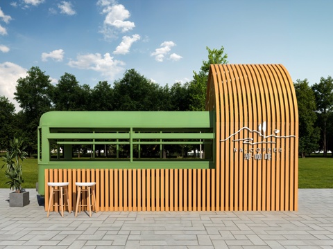  咖啡售卖亭3d模型 