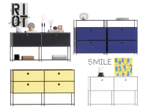 现代装饰柜 包豪斯装饰柜 储物柜su模型