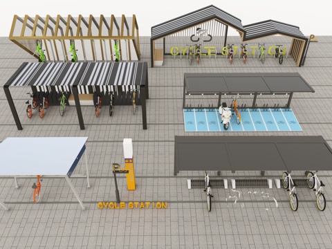 停车棚 停车架 自行车棚su模型