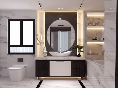  新中式卫生间 浴室柜 马桶 卫浴小件3d模型 