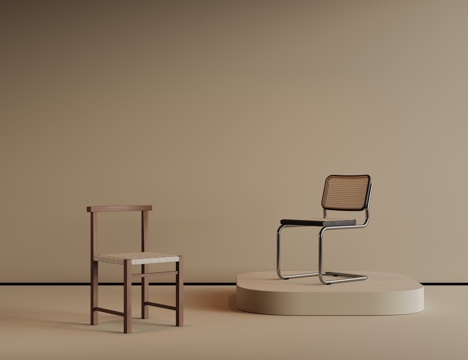 现代中古风吧椅 复古吧椅 长脚吧椅 新中式吧椅 吧凳 布艺吧su模型