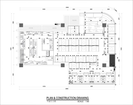 火锅店平面施工图cad施工图