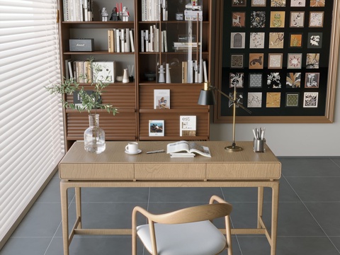 现代家用书桌su模型