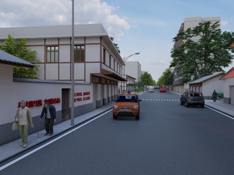 乡村振兴-乡镇街道风貌su模型