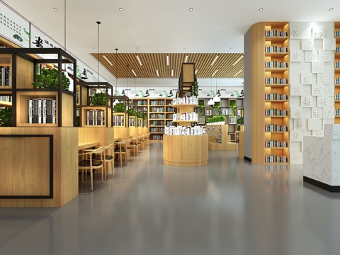  现代公共场所 图书馆 阅览室3d模型 