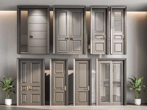 平开门入户门 防盗门子母门 单开门烤漆门 子母门实木门 卧室su模型