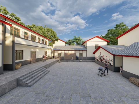 乡村小院su模型