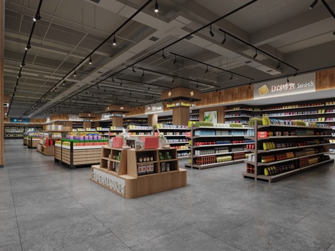  现代 超市 生鲜超市3D3d模型 