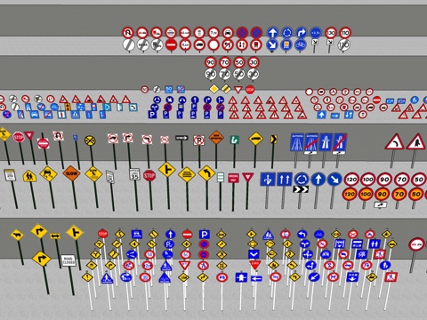 交通信号灯 红绿灯 指示牌su模型
