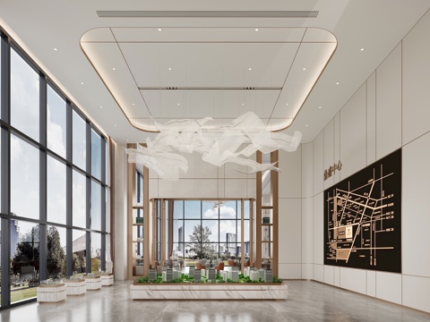  现代 售楼处 售楼处沙盘区3d模型 