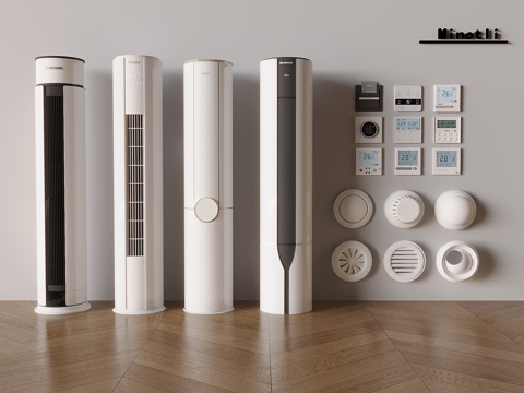 立式圆柱智能空调 空调温控开关 空调出风口通风口su模型