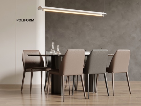 现代意式餐桌椅 吊灯su模型