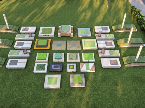 景观座椅 条石座椅 树池座椅su模型