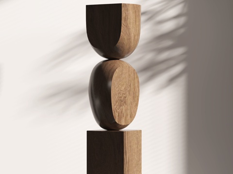 现代抽象木雕雕塑su模型