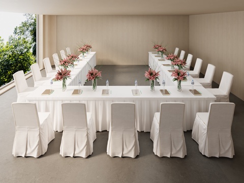  礼堂桌椅 宴会桌椅 会议桌椅3d模型 