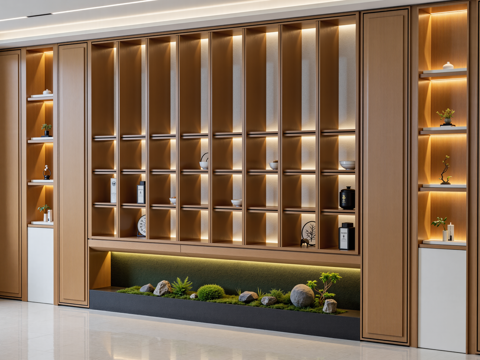 新中式装饰柜su模型