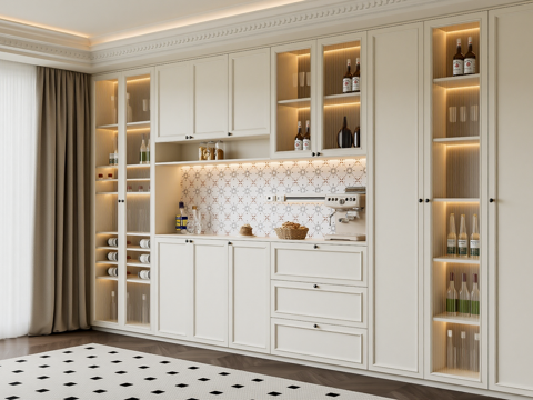 法式酒柜餐边柜su模型